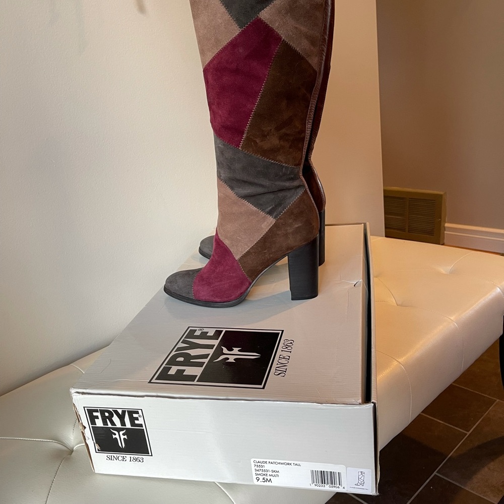 Frye patchwork suede tall boots. Size 9-1/2 - Picture 7 of 8